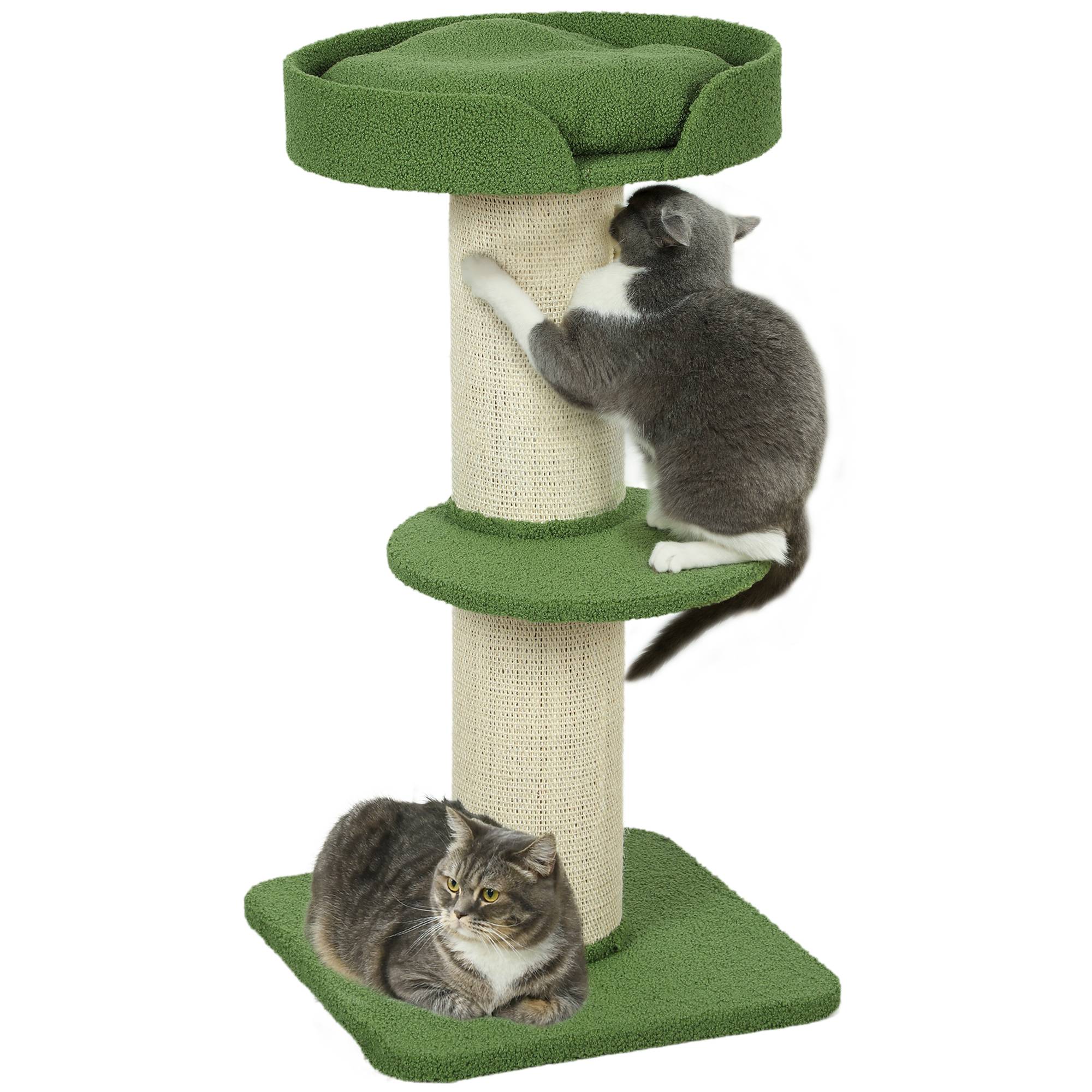 Arbre à chat bois laine pour grands chats poteaux extra larges 91cm vert - ComfortXL Outdoor Living - Image 1