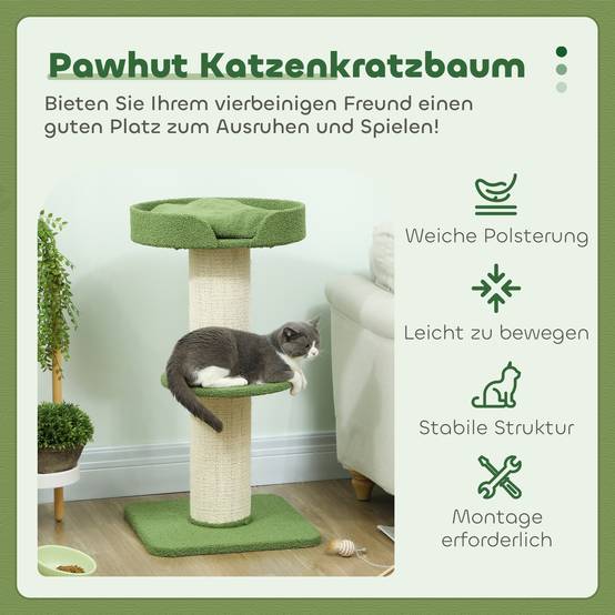 Arbre à chat bois laine pour grands chats poteaux extra larges 91cm vert - ComfortXL Outdoor Living - Image 6