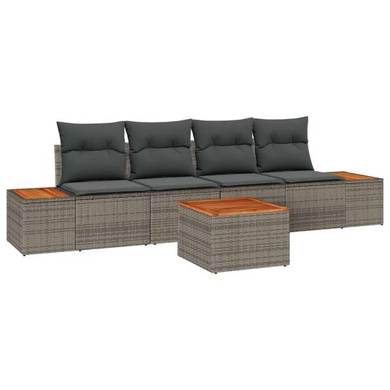 Salon de jardin 4 places 5 pièces en polyrotin pour terrasse et patio Gris – ComfortXL Outdoor Living - Image 2
