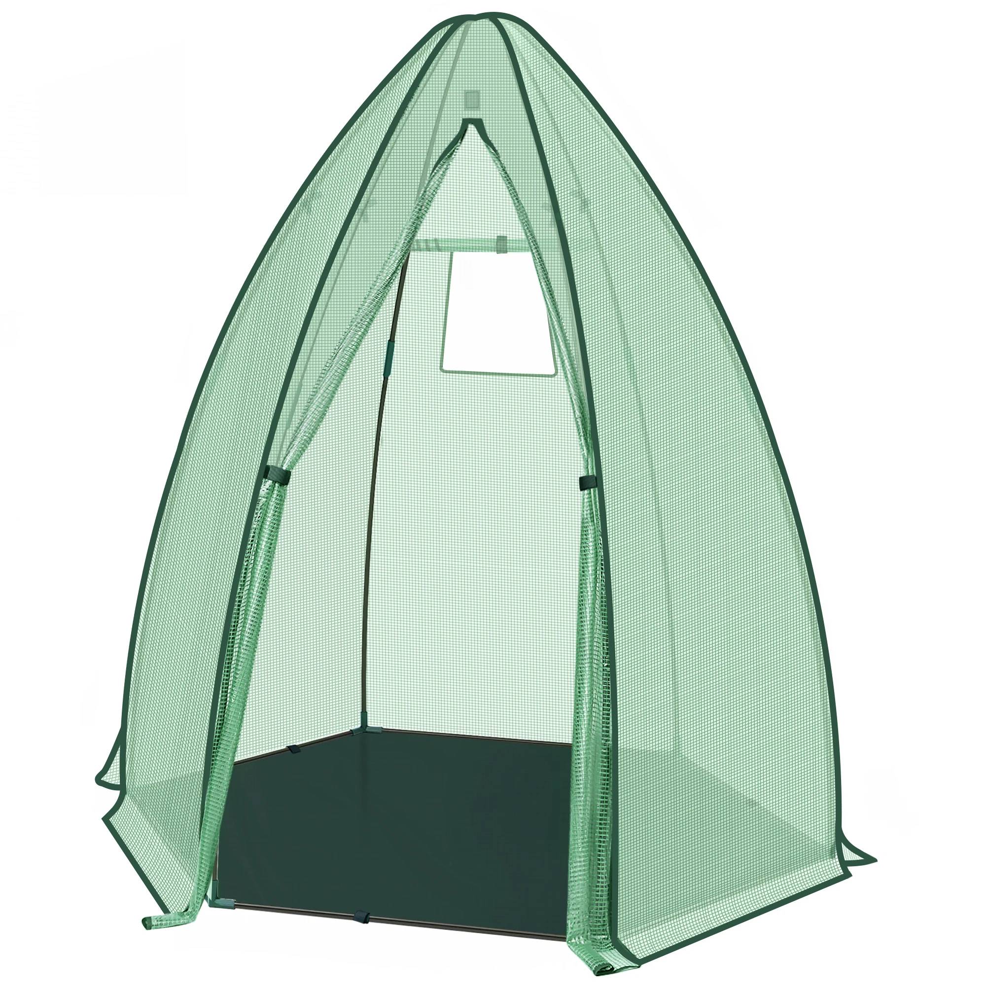 Serre à tomates en PE et acier pour jardin avec porte zippée 160x160x180cm Vert - ComfortXL Outdoor Living - Image 5