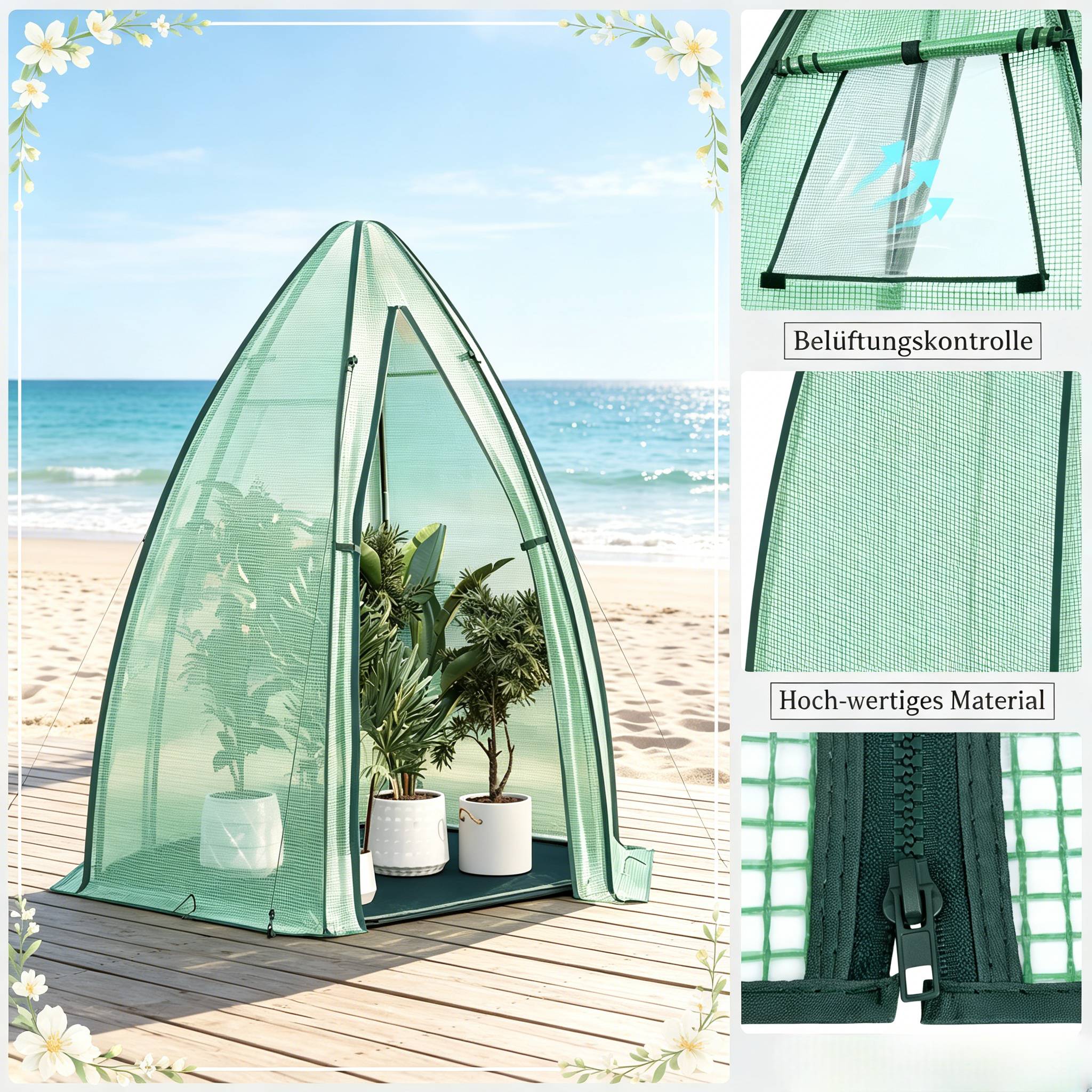 Serre à tomates en PE et acier pour jardin avec porte zippée 160x160x180cm Vert - ComfortXL Outdoor Living - Image 4