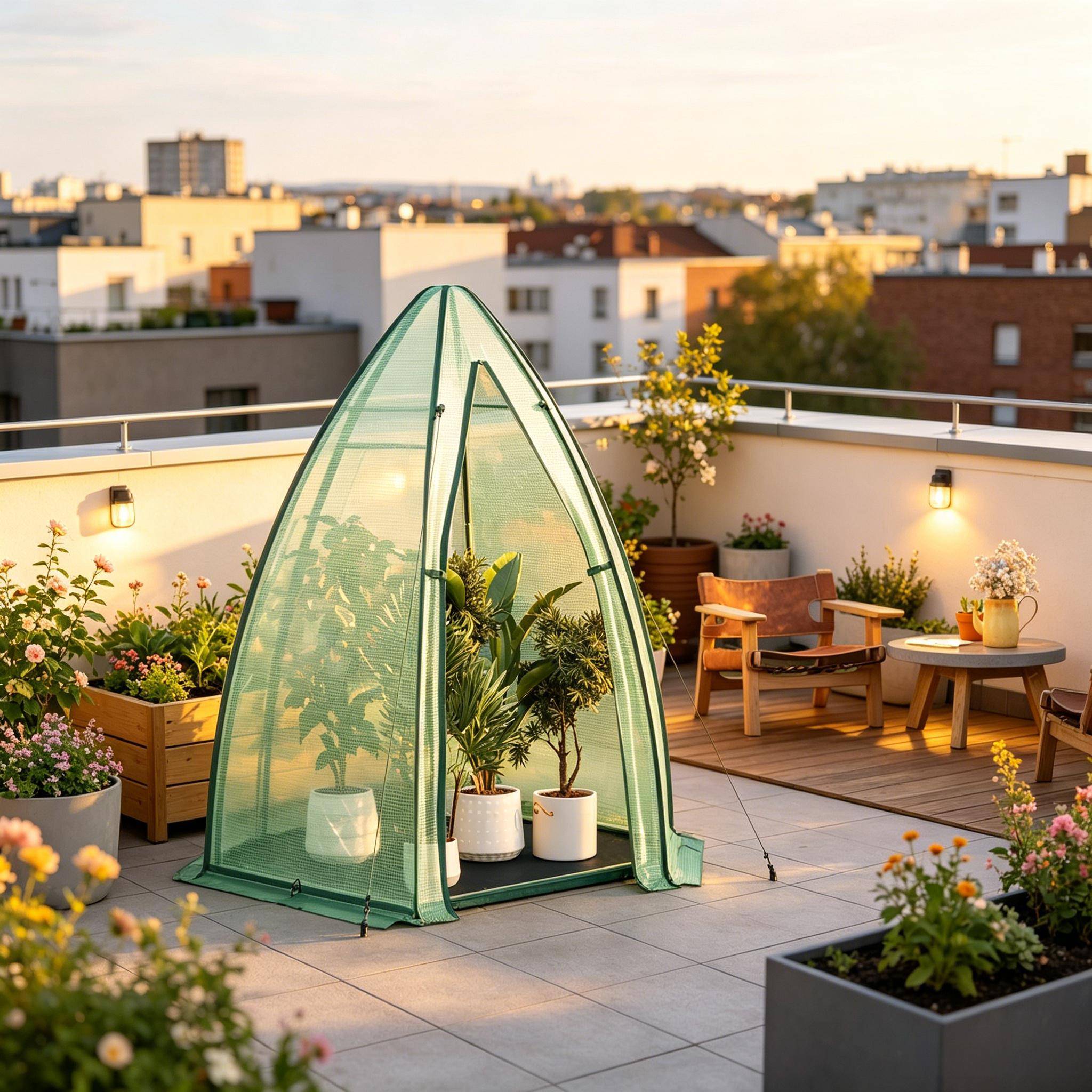 Serre à tomates en PE et acier pour jardin avec porte zippée 160x160x180cm Vert - ComfortXL Outdoor Living - Image 1