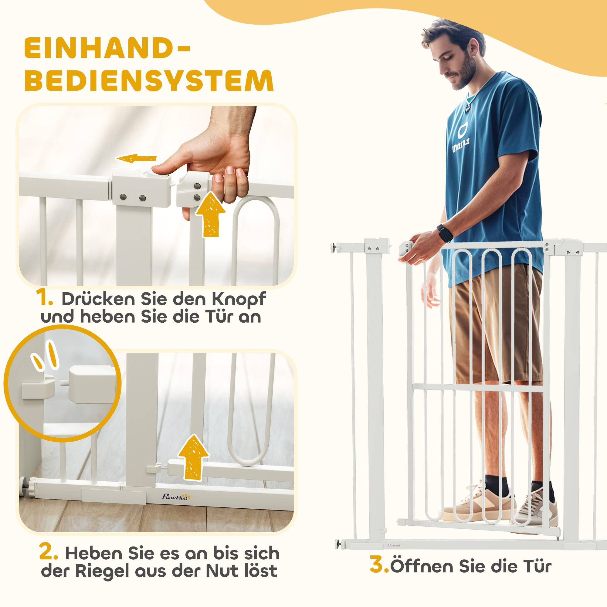 Barrière de porte pour chien, 76-104 cm, sans perçage, barrière escalier - Image 8