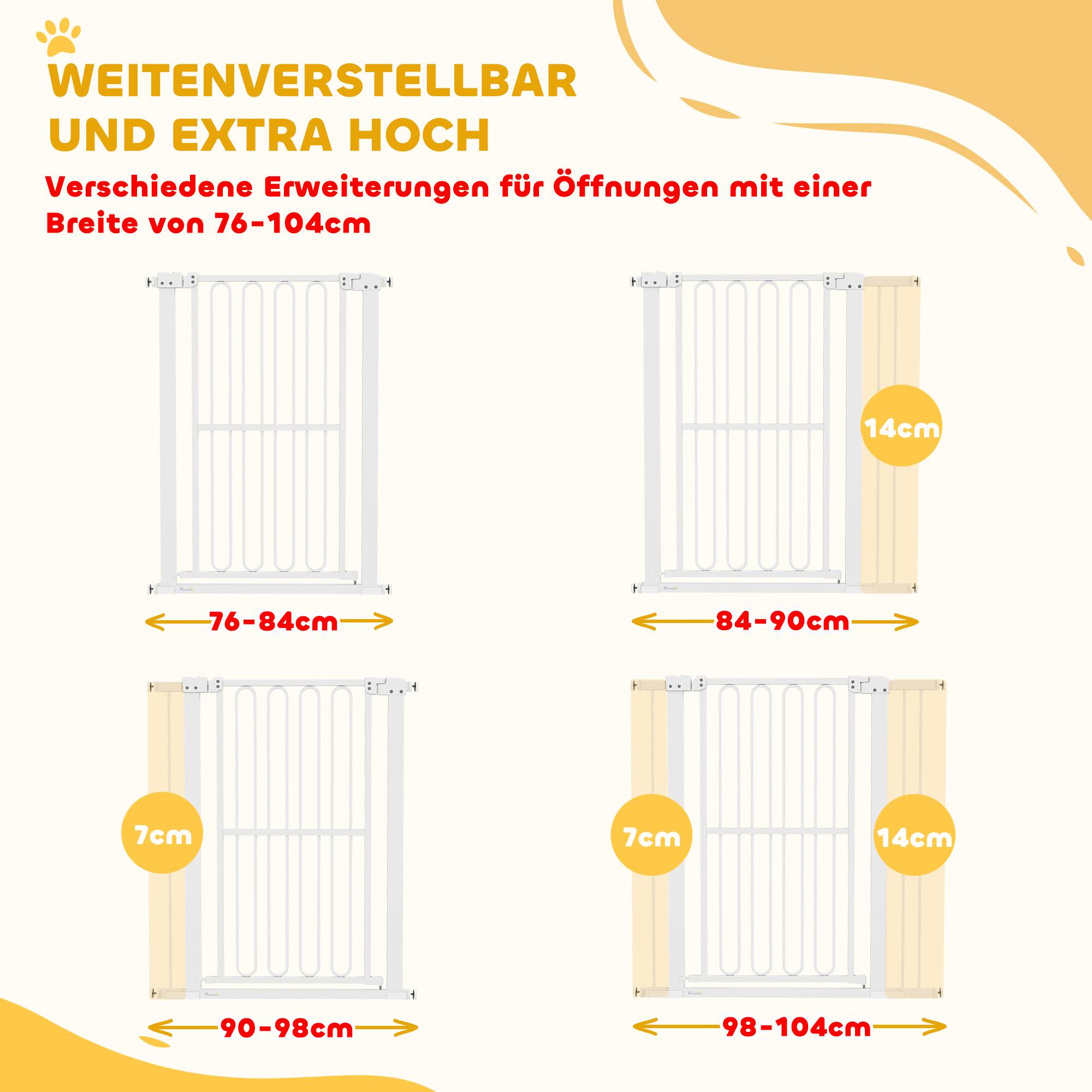 Barrière de porte pour chien, 76-104 cm, sans perçage, barrière escalier - Image 6