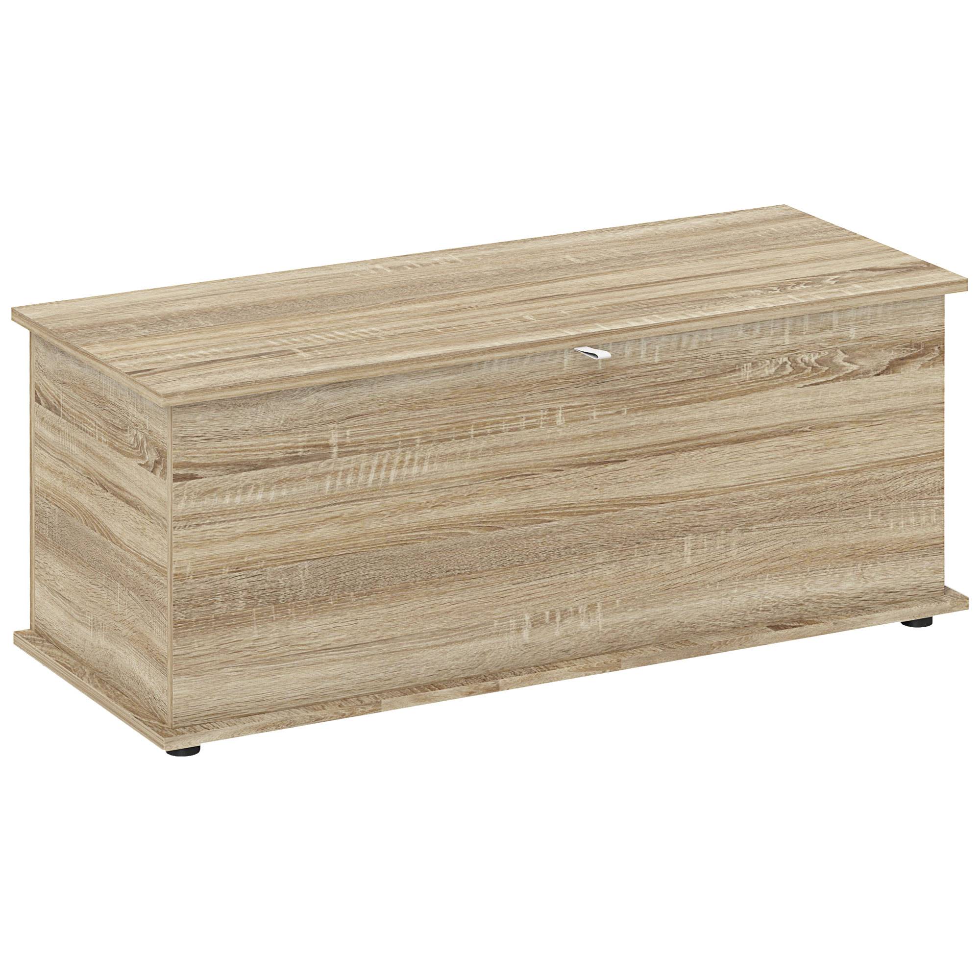 Sans Marque - Coffre de rangement, banc de rangement avec couvercle rabattable et charnières de sécurité, 100 x 40 x 40 cm, naturel - Image 2