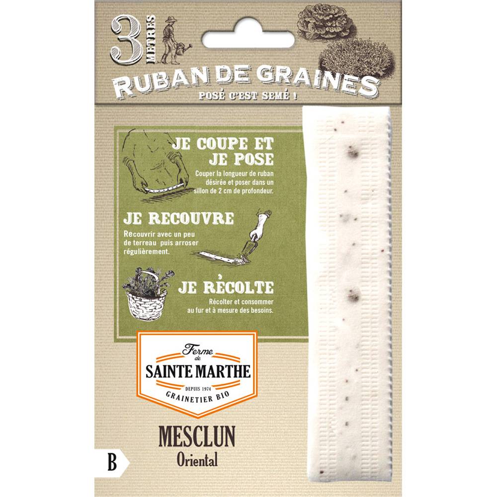 Carte ruban de Mesclun oriental Bio - Ferme de Sainte Marthe Livré en ruban de 3 mètres