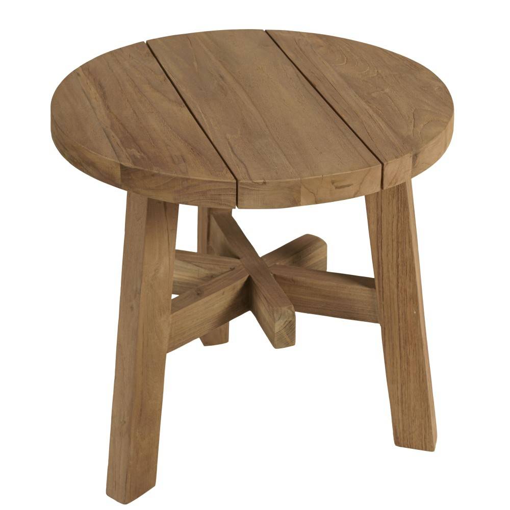 Macabane - KALLY - Table d'appoint ronde en bois de teck recyclé naturel D47cm - Image 6