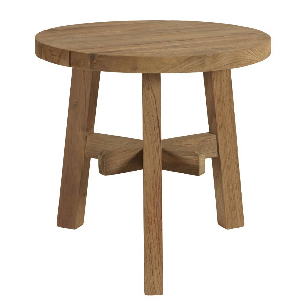 Macabane - KALLY - Table d'appoint ronde en bois de teck recyclé naturel D47cm - Image 1