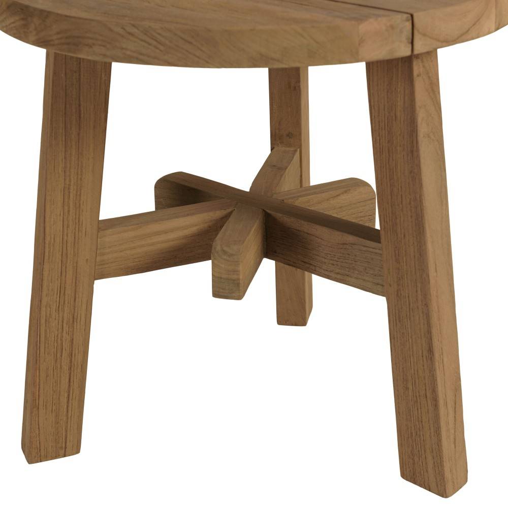 Macabane - KALLY - Table d'appoint ronde en bois de teck recyclé naturel D47cm - Image 5
