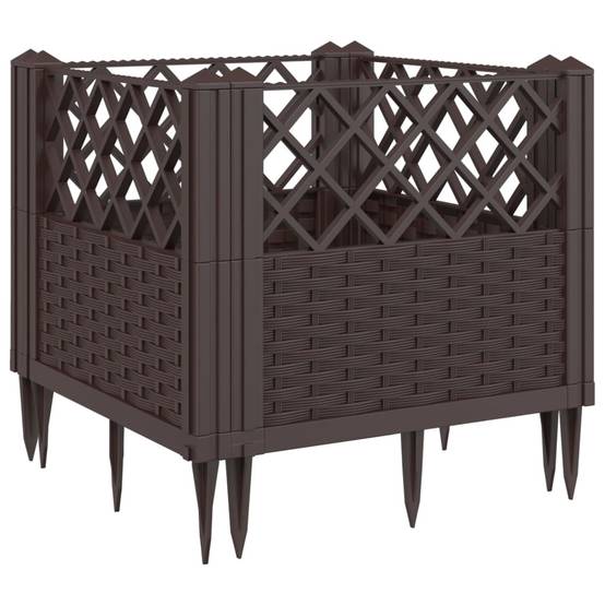 Jardinière avec Piquets PP Marron 43.5 x 43.5 x 43.5 cm - PANGIVO - Image 2