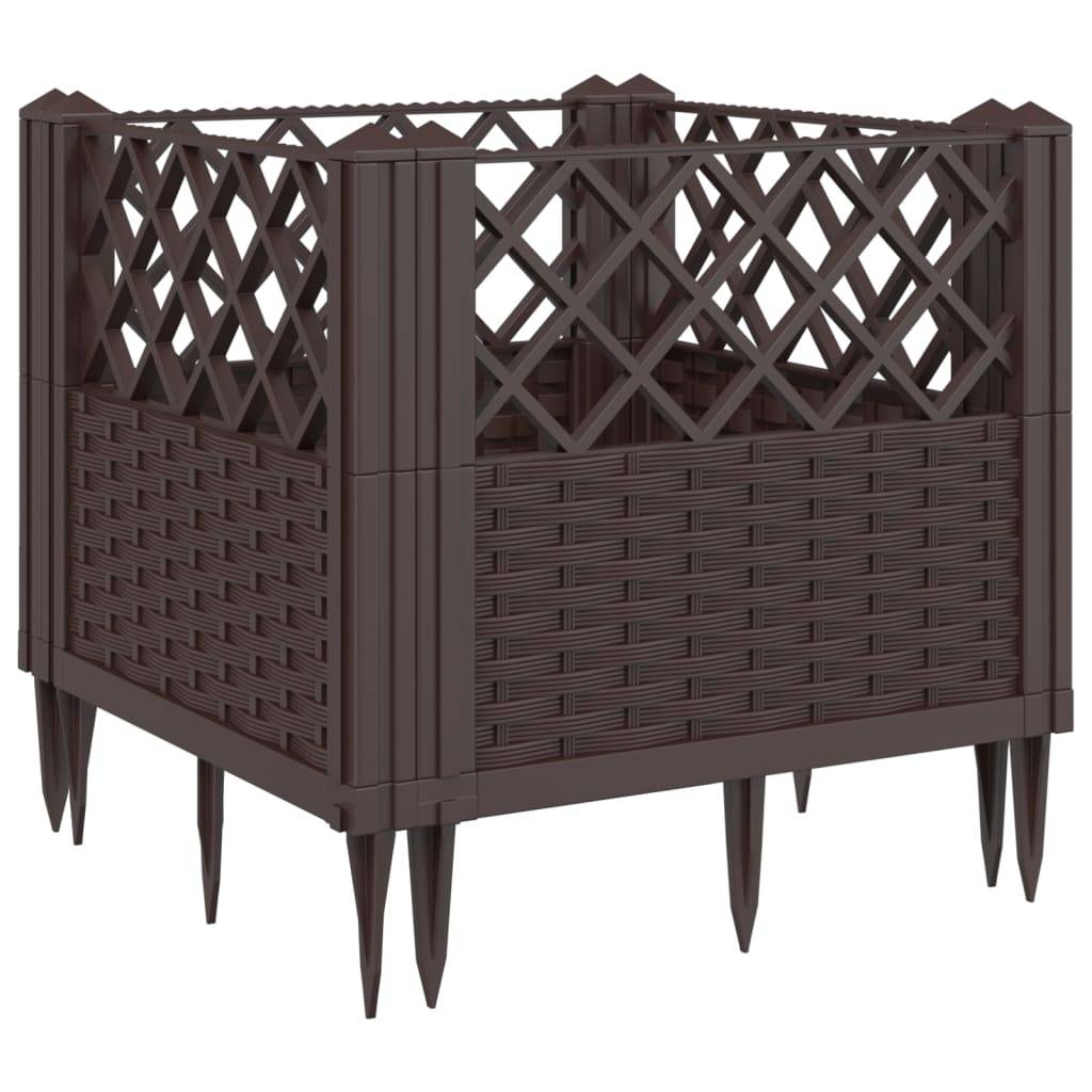 Jardinière avec Piquets PP Marron 43.5 x 43.5 x 43.5 cm - PANGIVO - Image 2