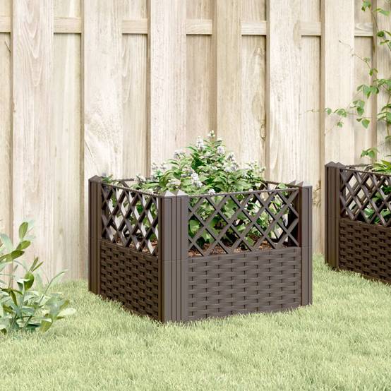 Jardinière avec Piquets PP Marron 43.5 x 43.5 x 43.5 cm - PANGIVO - Image 3