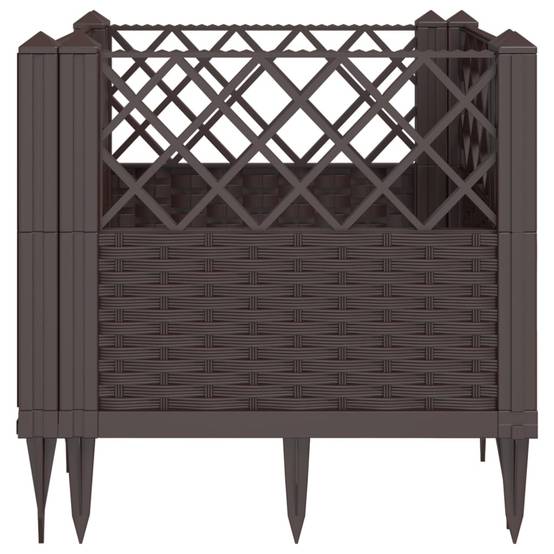 Jardinière avec Piquets PP Marron 43.5 x 43.5 x 43.5 cm - PANGIVO - Image 4