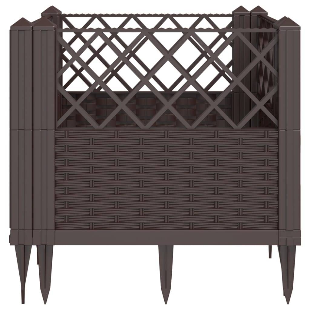 Jardinière avec Piquets PP Marron 43.5 x 43.5 x 43.5 cm - PANGIVO - Image 4