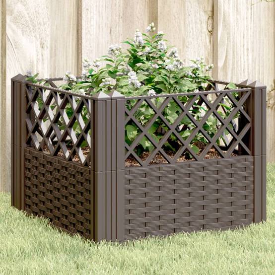 Jardinière avec Piquets PP Marron 43.5 x 43.5 x 43.5 cm - PANGIVO - Image 1