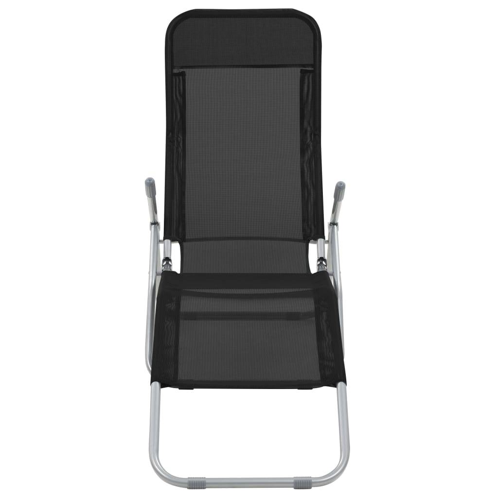 Helloshop26 - Chaises longues transat pliables 2 pices textilène noir - Imagen 3