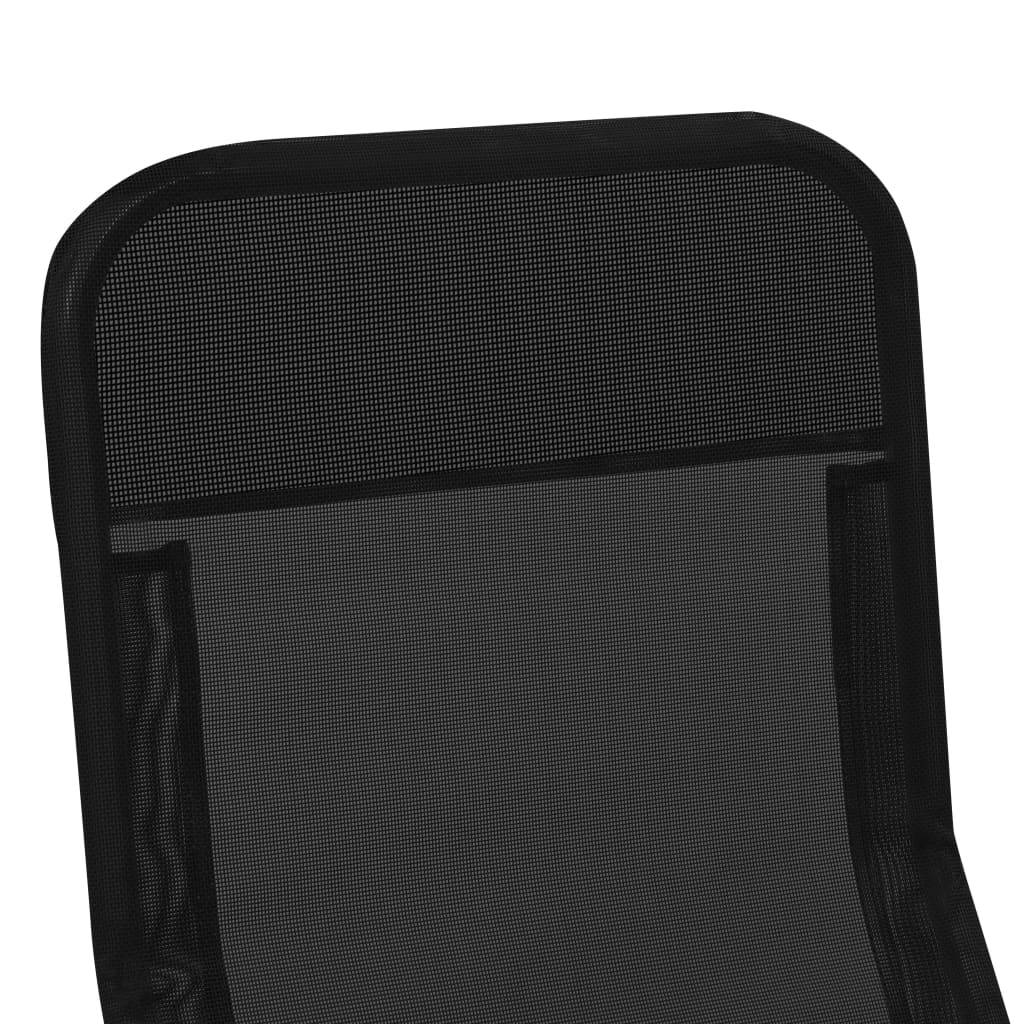 Helloshop26 - Chaises longues transat pliables 2 pices textilène noir - Imagen 7
