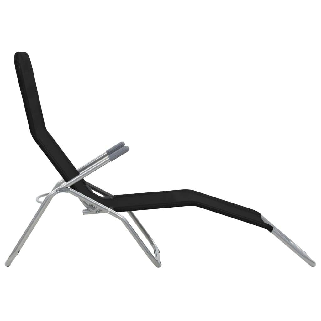 Helloshop26 - Chaises longues transat pliables 2 pices textilène noir - Imagen 6