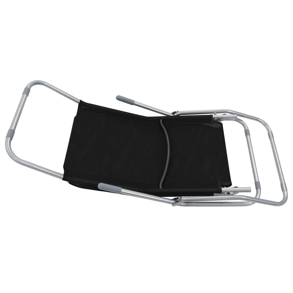 Helloshop26 - Chaises longues transat pliables 2 pices textilène noir - Imagen 5