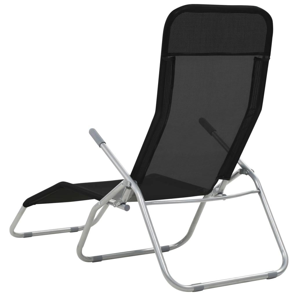 Helloshop26 - Chaises longues transat pliables 2 pices textilène noir - Imagen 4