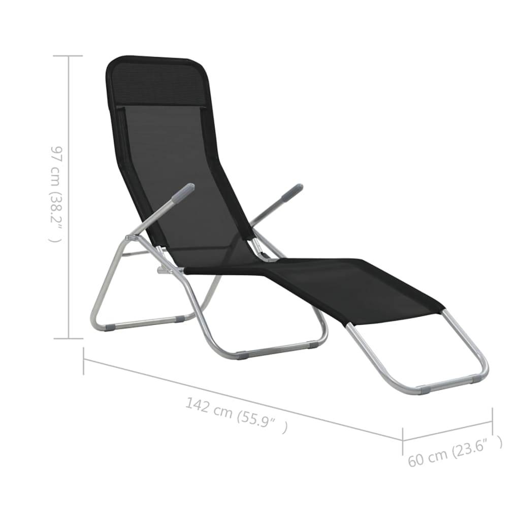 Helloshop26 - Chaises longues transat pliables 2 pices textilène noir - Imagen 8