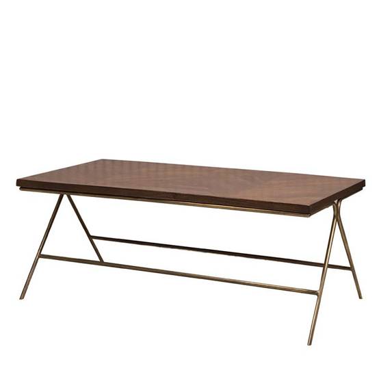 Table basse bois massif et laiton 120x46x60cm - Image 2