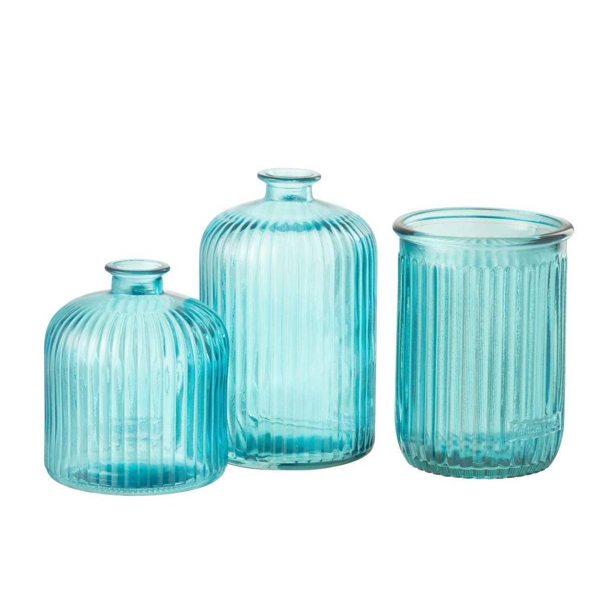 Vase Design en Verre "Stripe" 20cm Bleu Aqua - Image 2