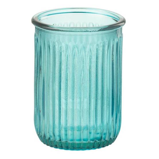 Vase Design en Verre "Stripe" 20cm Bleu Aqua - Image 1