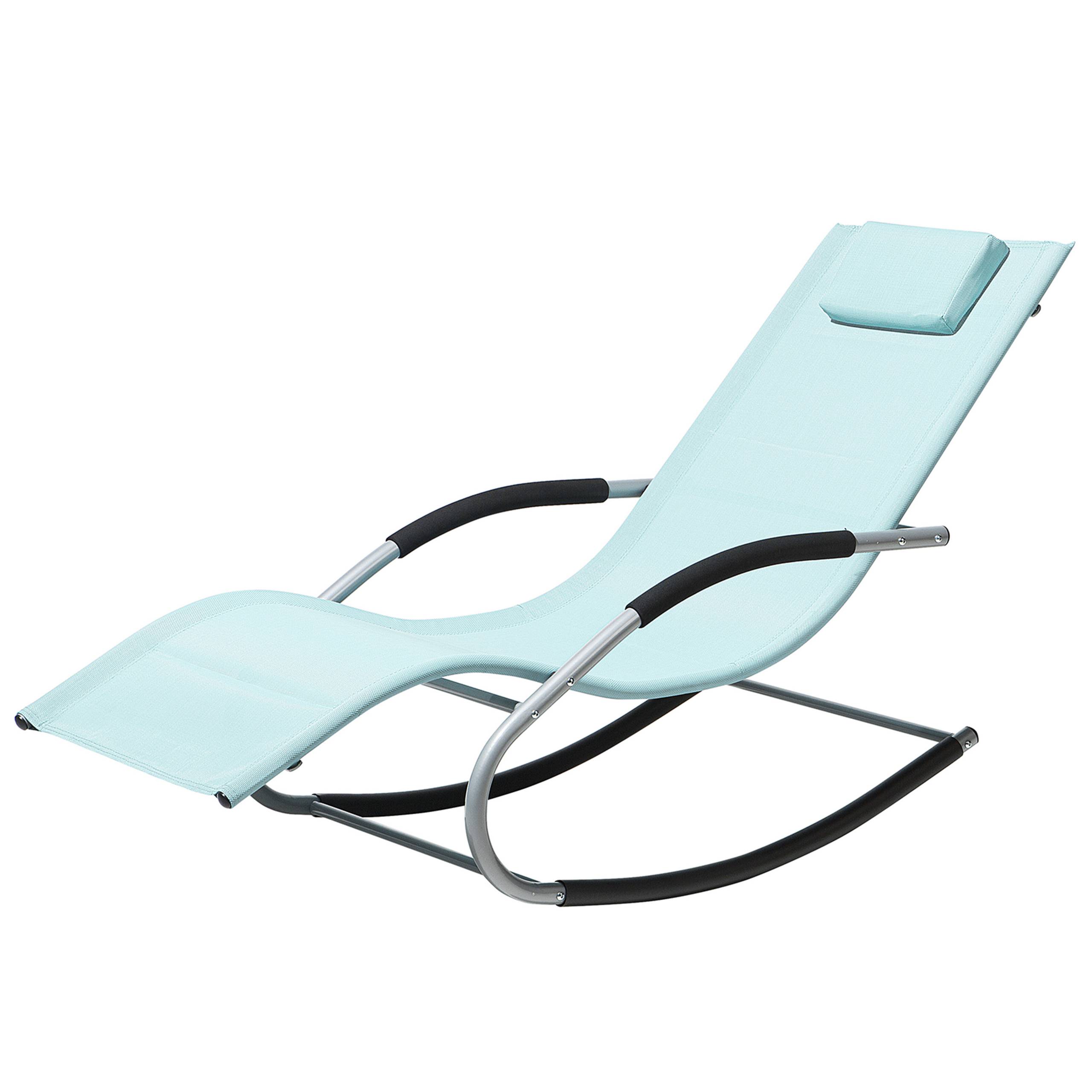Beliani - Transat Bain de Soleil Fonction Bascule en Acier Noir et Textile Vert Menthe Matières Durables et Design Moderne pour Jardin ou Terrasse Beliani - Imagen 5
