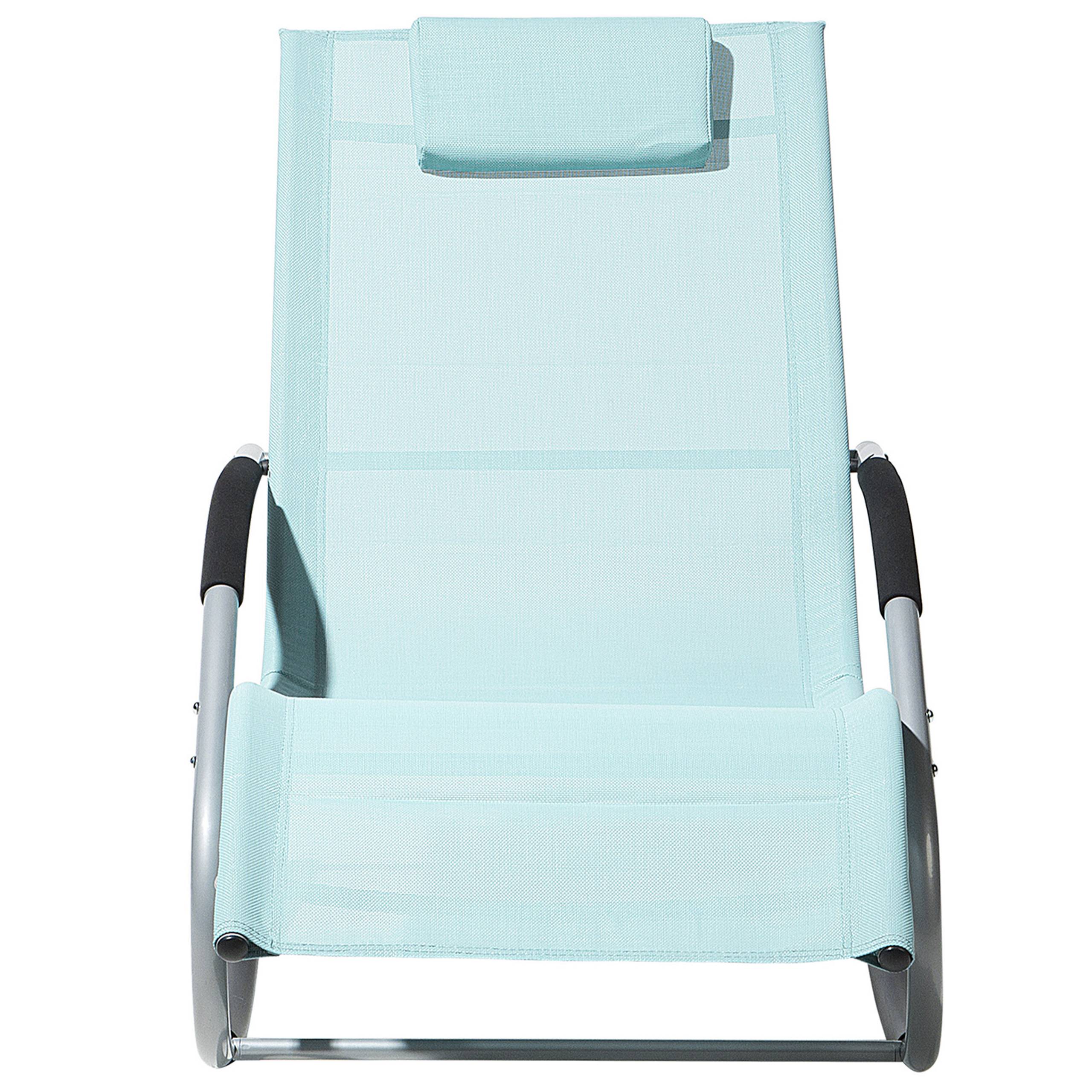 Beliani - Transat Bain de Soleil Fonction Bascule en Acier Noir et Textile Vert Menthe Matières Durables et Design Moderne pour Jardin ou Terrasse Beliani - Imagen 4