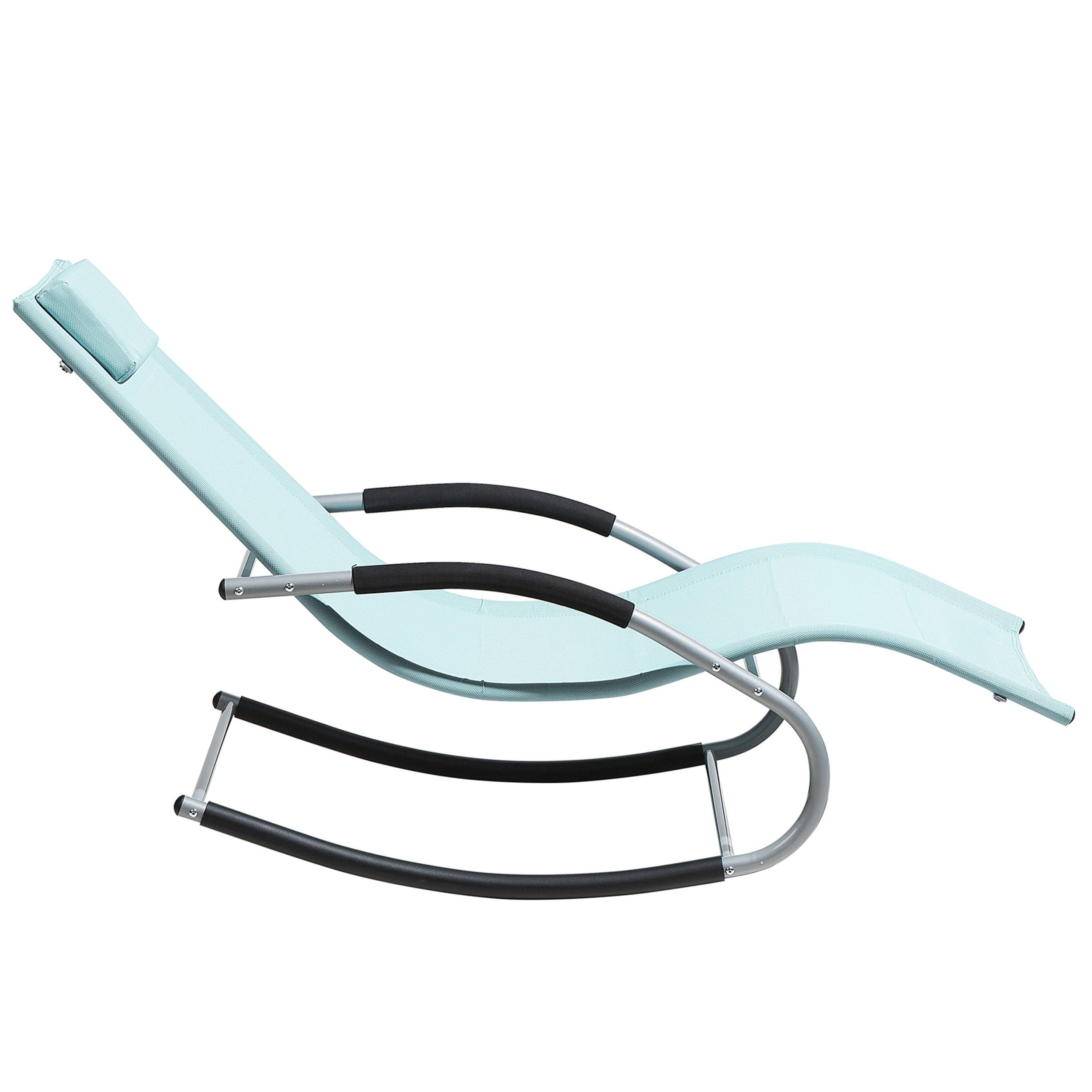 Beliani - Transat Bain de Soleil Fonction Bascule en Acier Noir et Textile Vert Menthe Matières Durables et Design Moderne pour Jardin ou Terrasse Beliani - Imagen 6