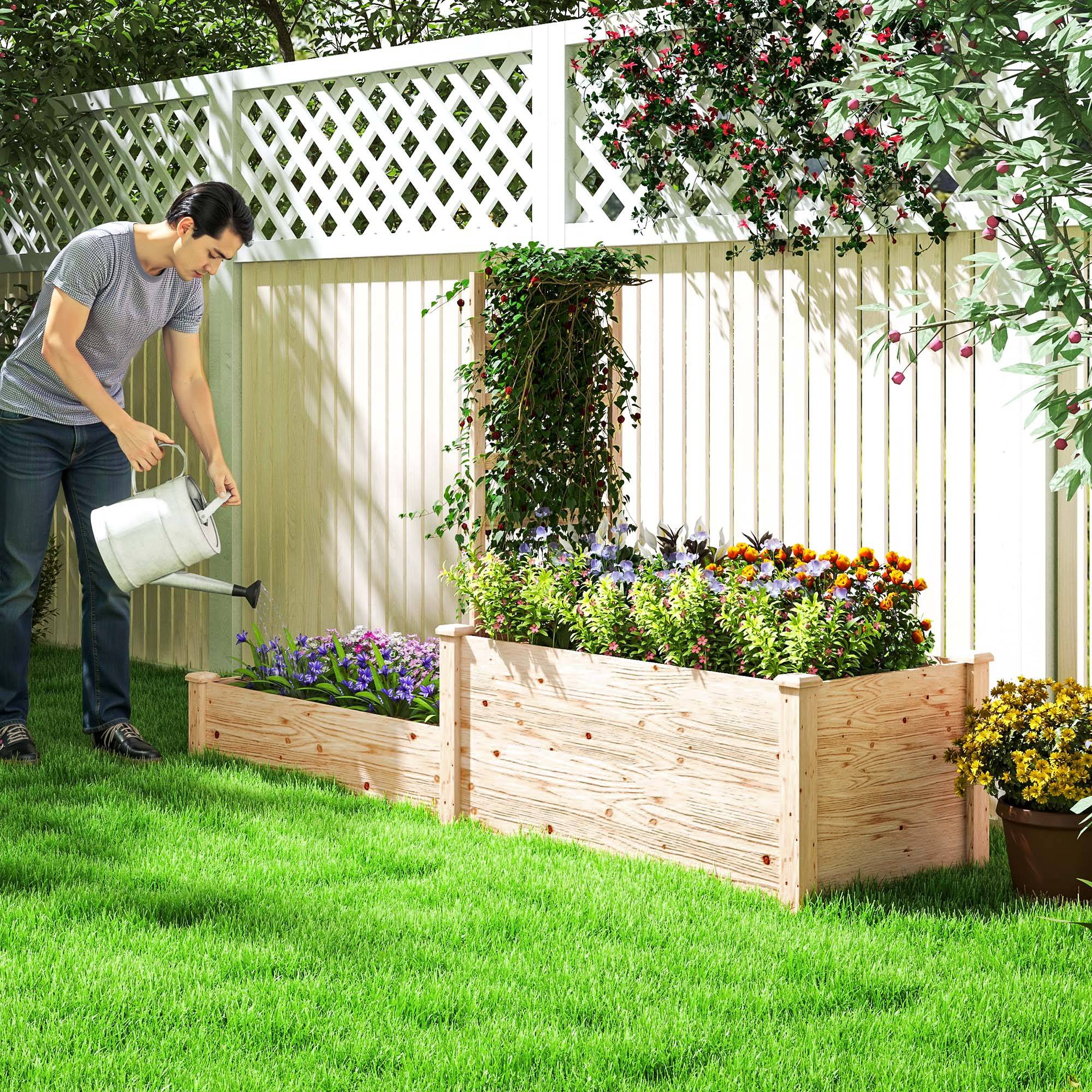 Jardinière avec treillis bois naturel 222 x 63 x 132 cm - PANGIVO - Image 10