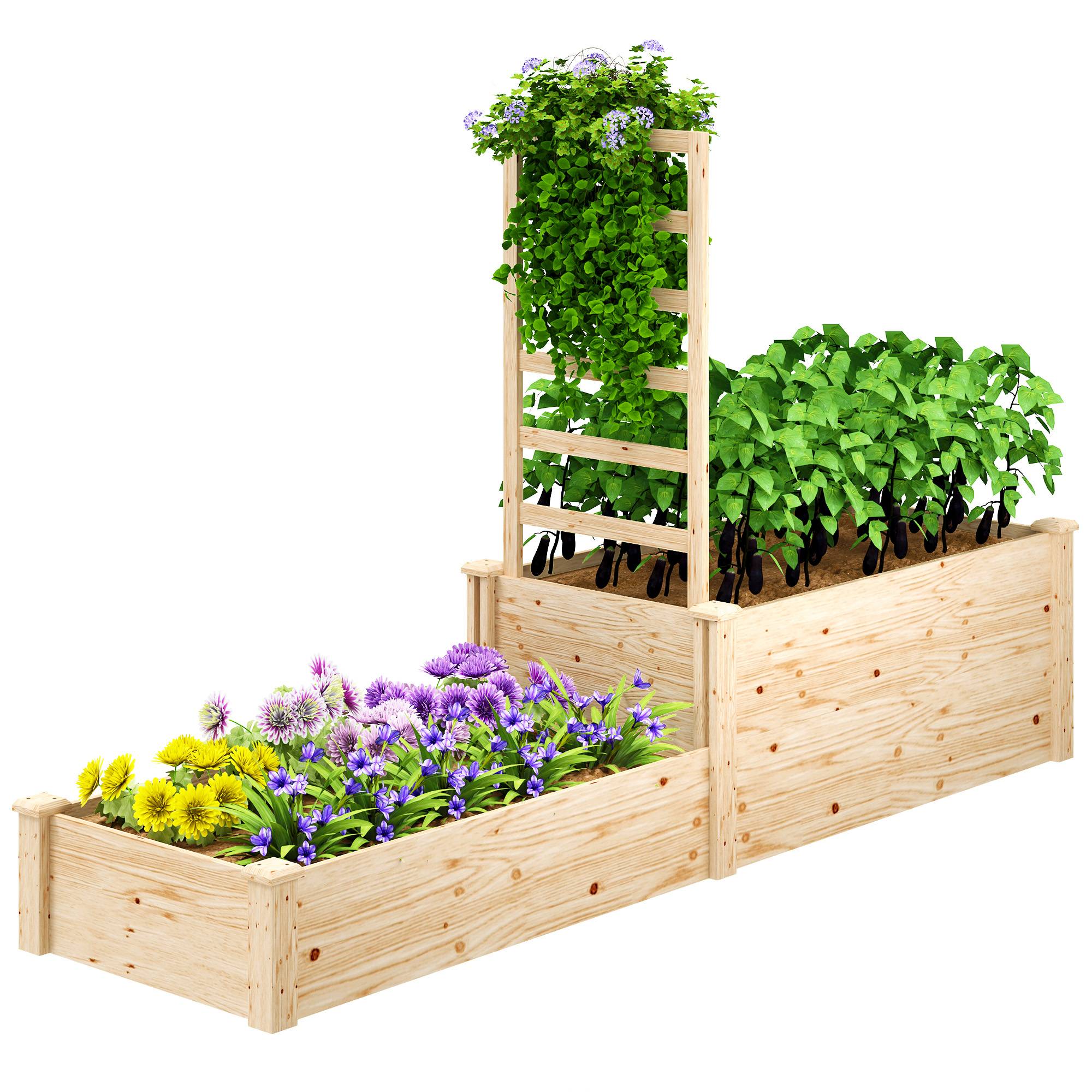 Jardinière avec treillis bois naturel 222 x 63 x 132 cm - PANGIVO - Image 2