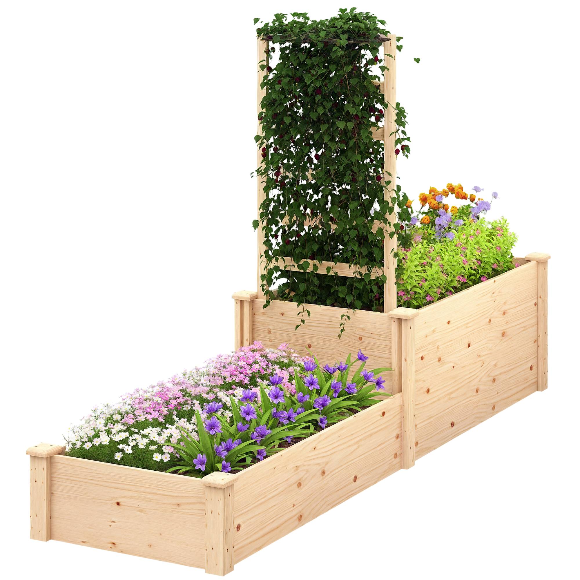 Jardinière avec treillis bois naturel 222 x 63 x 132 cm - PANGIVO - Image 1