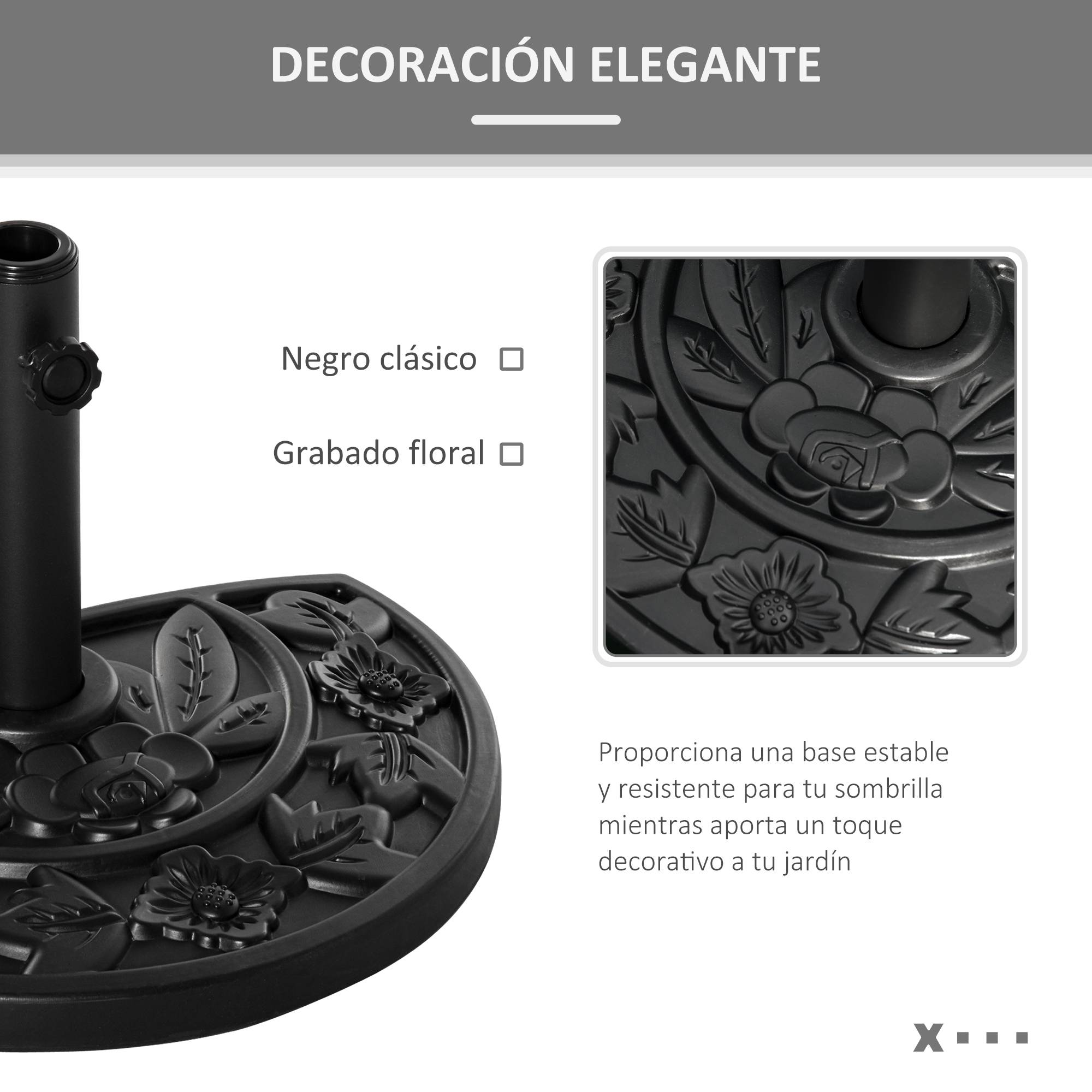 ComfortXL - Pied de Parasol Demi-Lune en Ciment 9 kg pour Balcon et Terrasse Mât Ø35/38/48mm Noir - ComfortXL Outdoor Living - Image 6