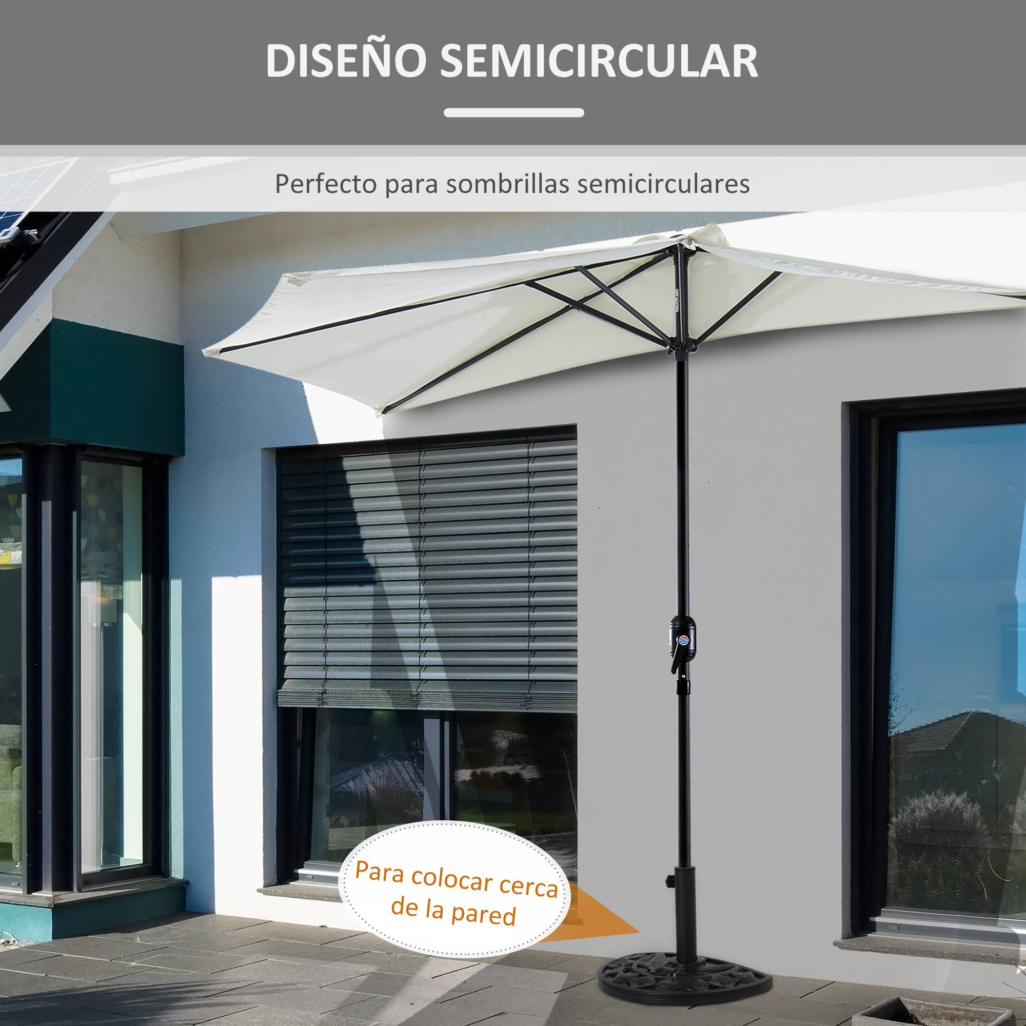 ComfortXL - Pied de Parasol Demi-Lune en Ciment 9 kg pour Balcon et Terrasse Mât Ø35/38/48mm Noir - ComfortXL Outdoor Living - Image 7