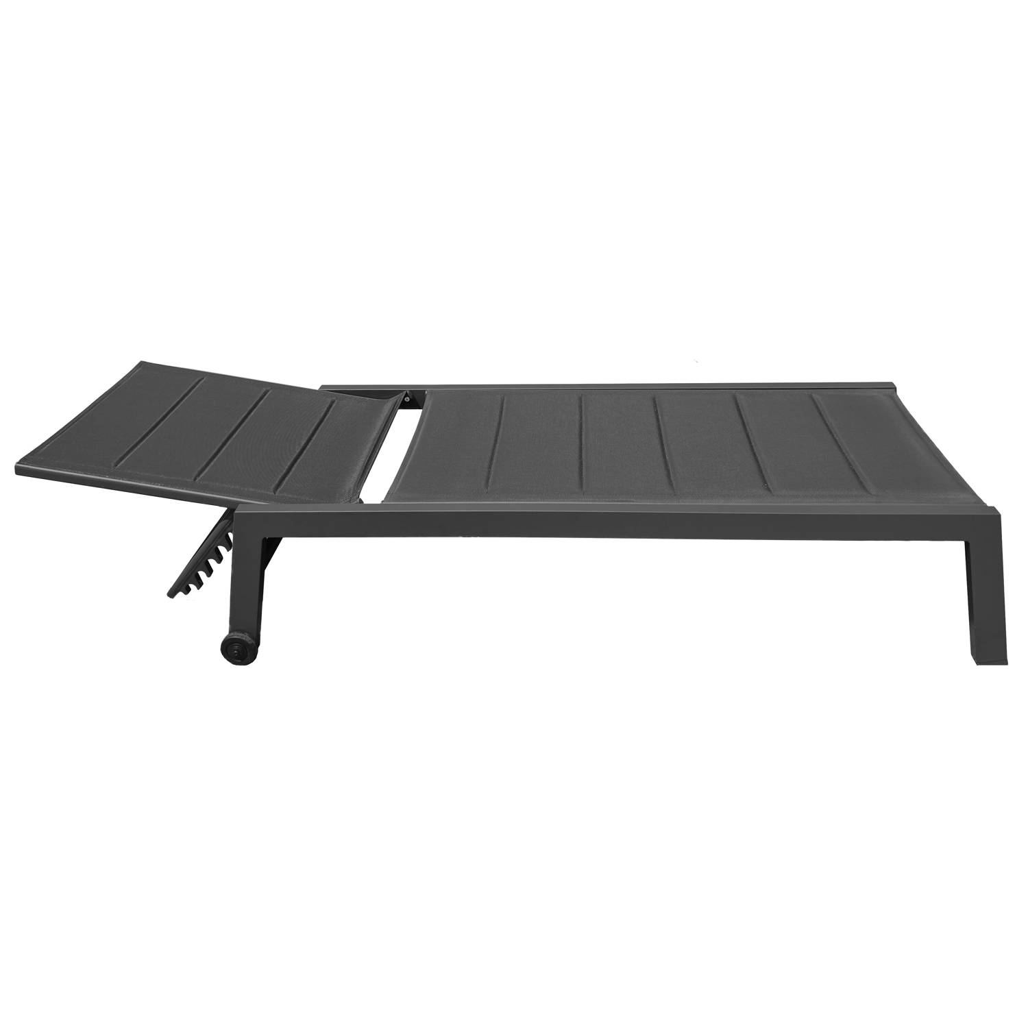 Happy Garden - Lot de 2 bains de soleil BARBADOS en textilène noir - aluminium gris anthracite - HAPPY GARDEN - Imagen 4