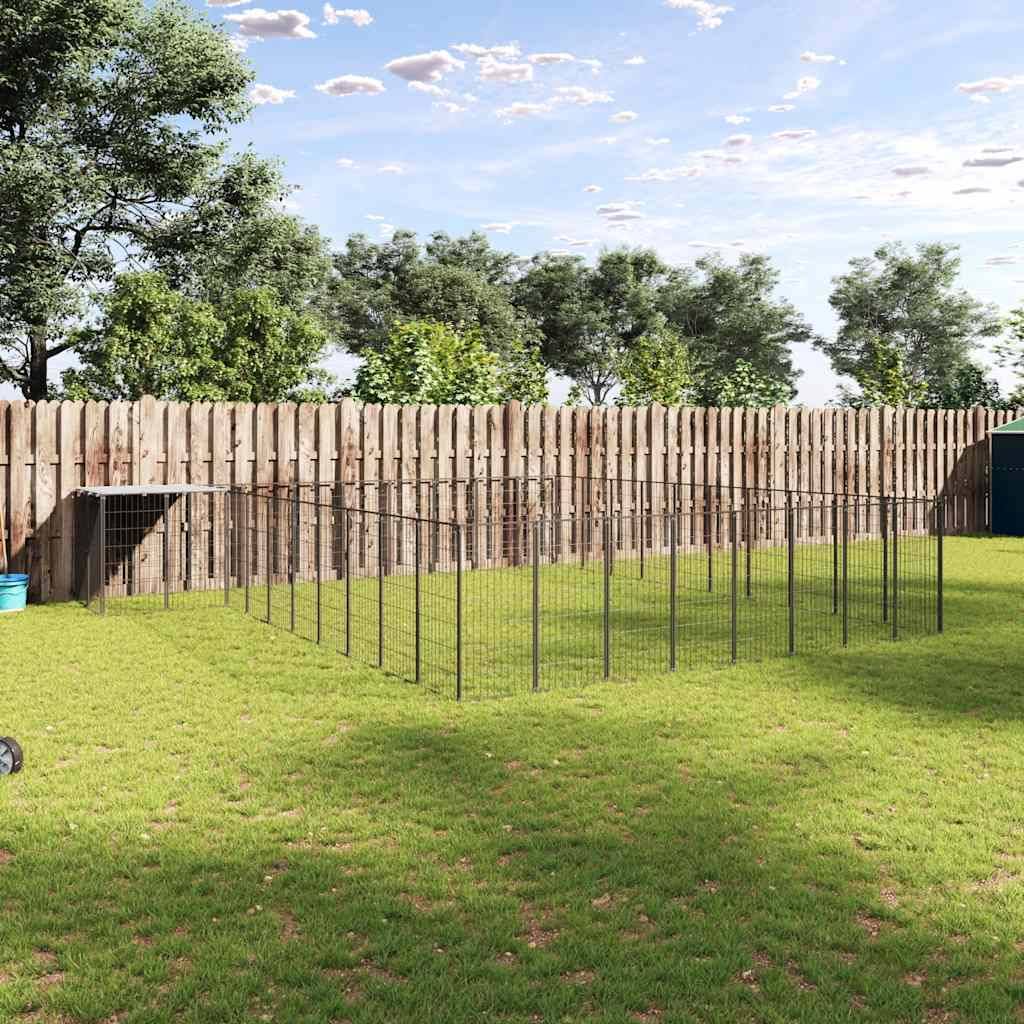 Vidaxl - Chenil Noir 25,41 m² Acier vidaXL 3082240 - Imagen 1