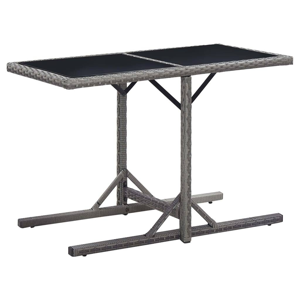 PANGIVO - Table de jardin Verre et Résine tressée Anthracite 110 x 53 x 72 cm - PANGIVO - Image 1