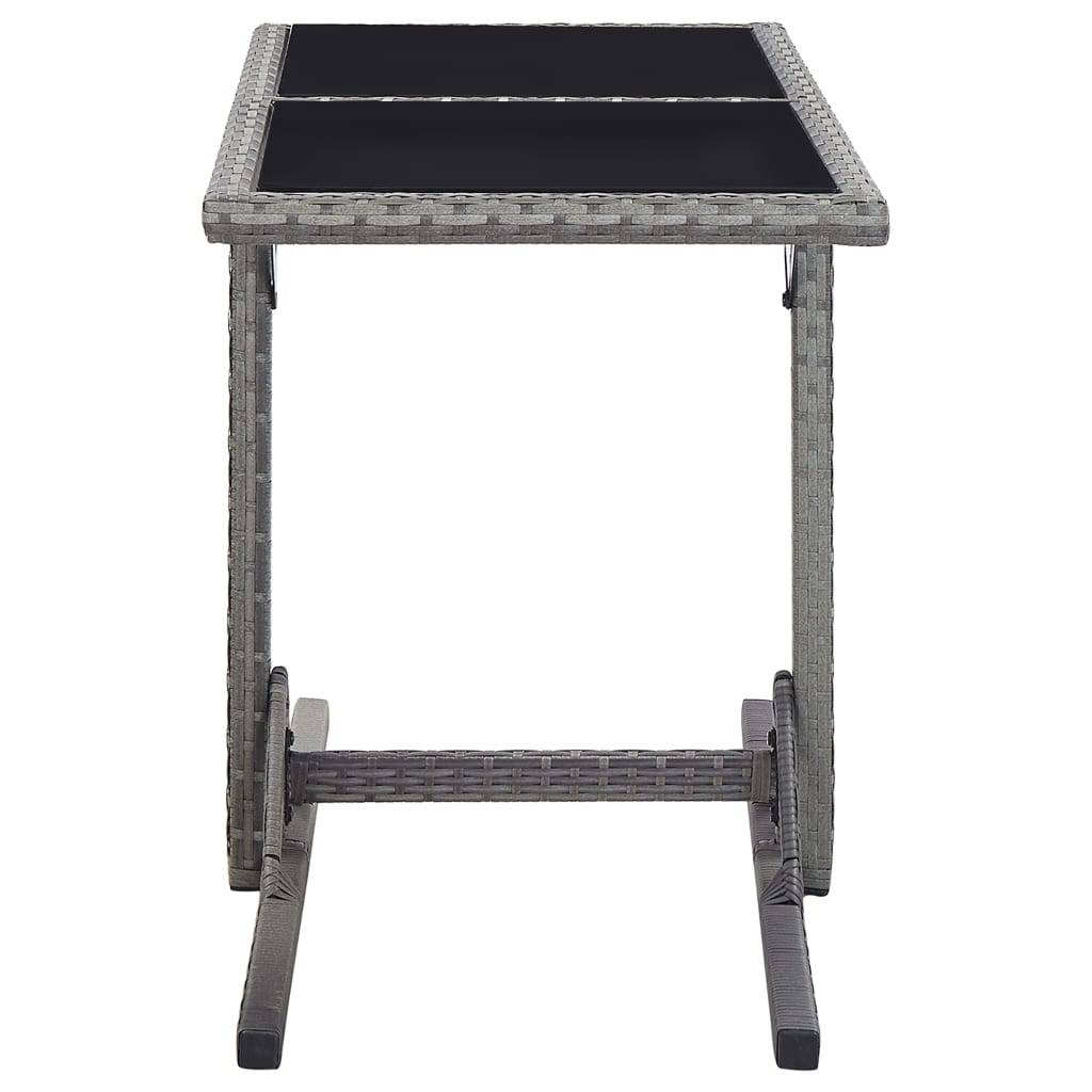 PANGIVO - Table de jardin Verre et Résine tressée Anthracite 110 x 53 x 72 cm - PANGIVO - Image 3