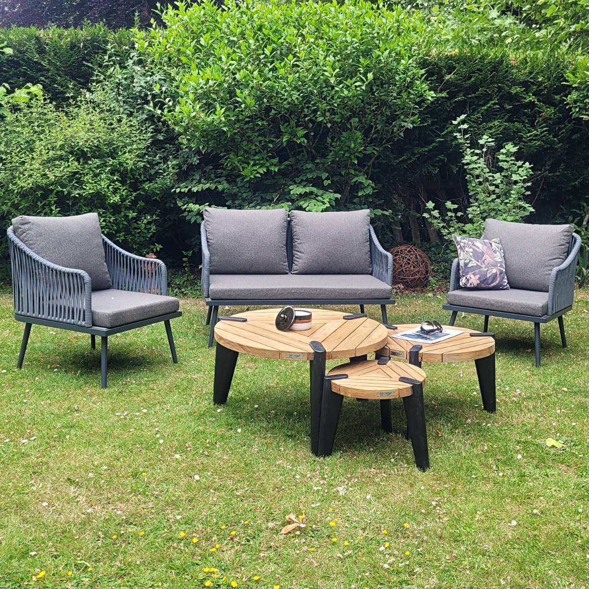 Table basse en teck recyclé 60 cm, Carmen - Gecko Jardin - Imagen 4