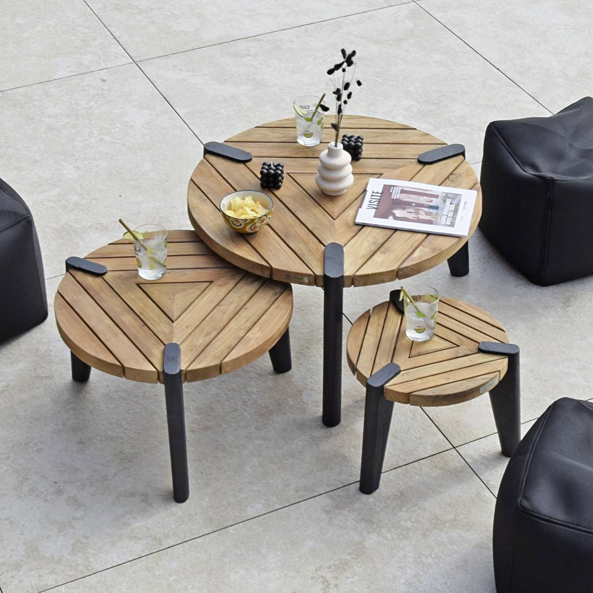 Table basse en teck recyclé 60 cm, Carmen - Gecko Jardin - Imagen 6