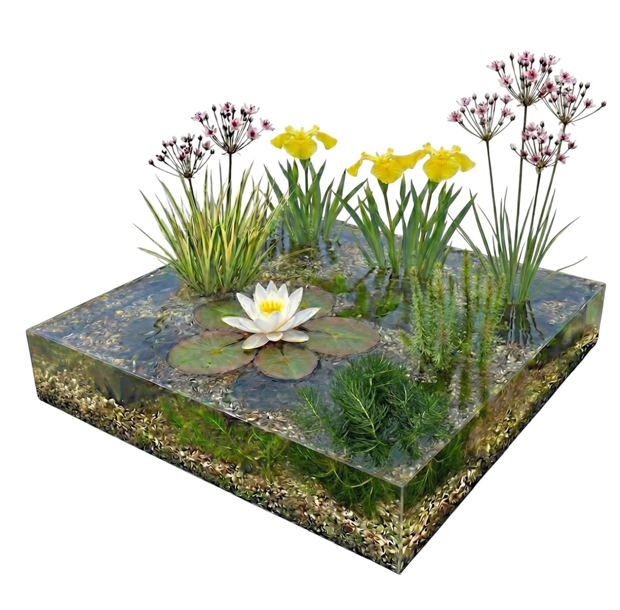 0 - Pack Bassin Indigène 100-400L - Nénuphar Blanc & Oxygénantes Berge Bio Complet
