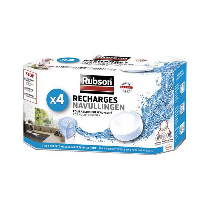 Rubson - 4 x recharges pour absorbeur d'humidité basic et stop 1852170 Rubson