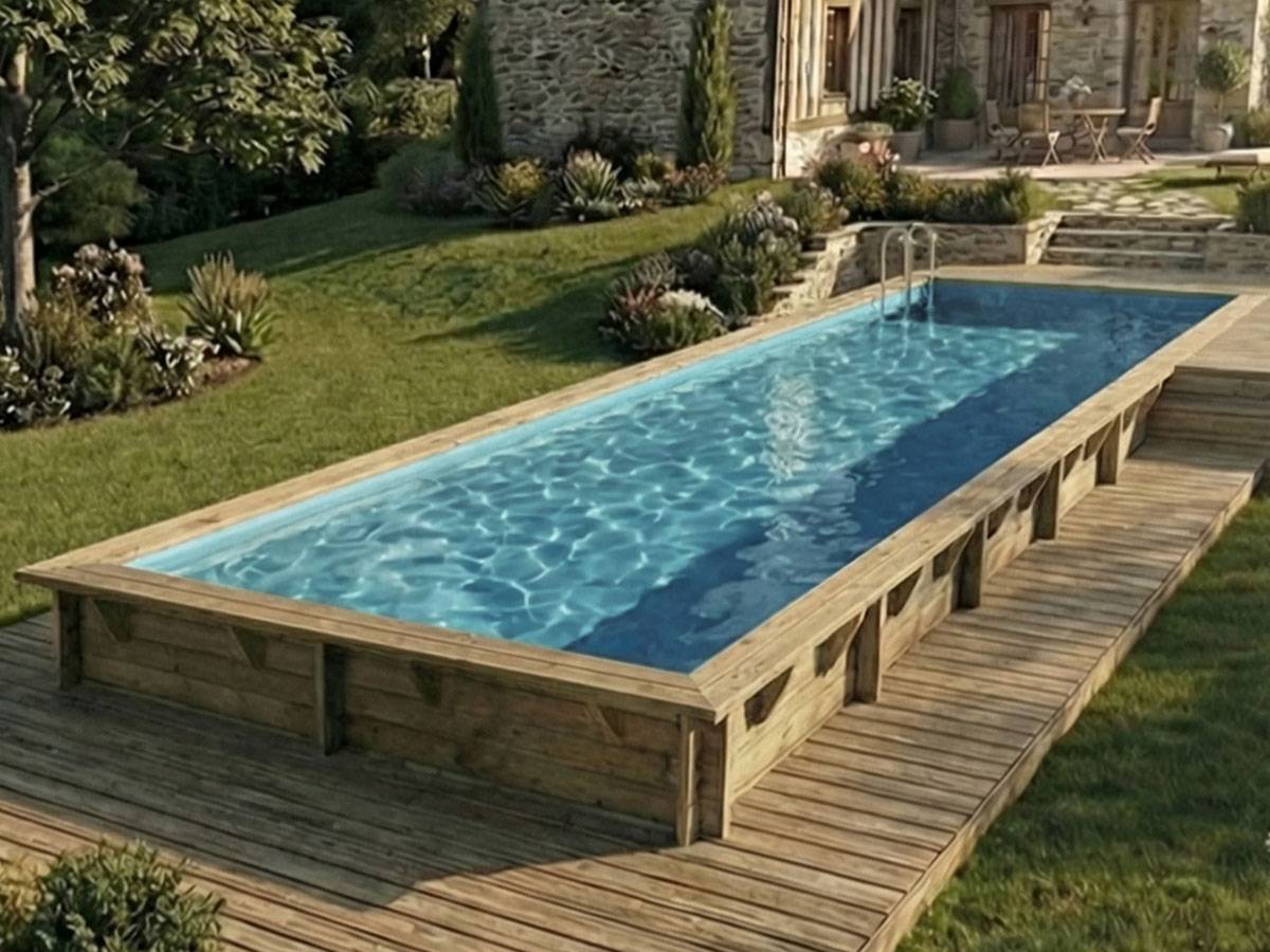 Ubbink - Piscine bois Linéa 15,50 x 3,50 x 1,55 m - Liner bleu - Ubbink - Imagen 7