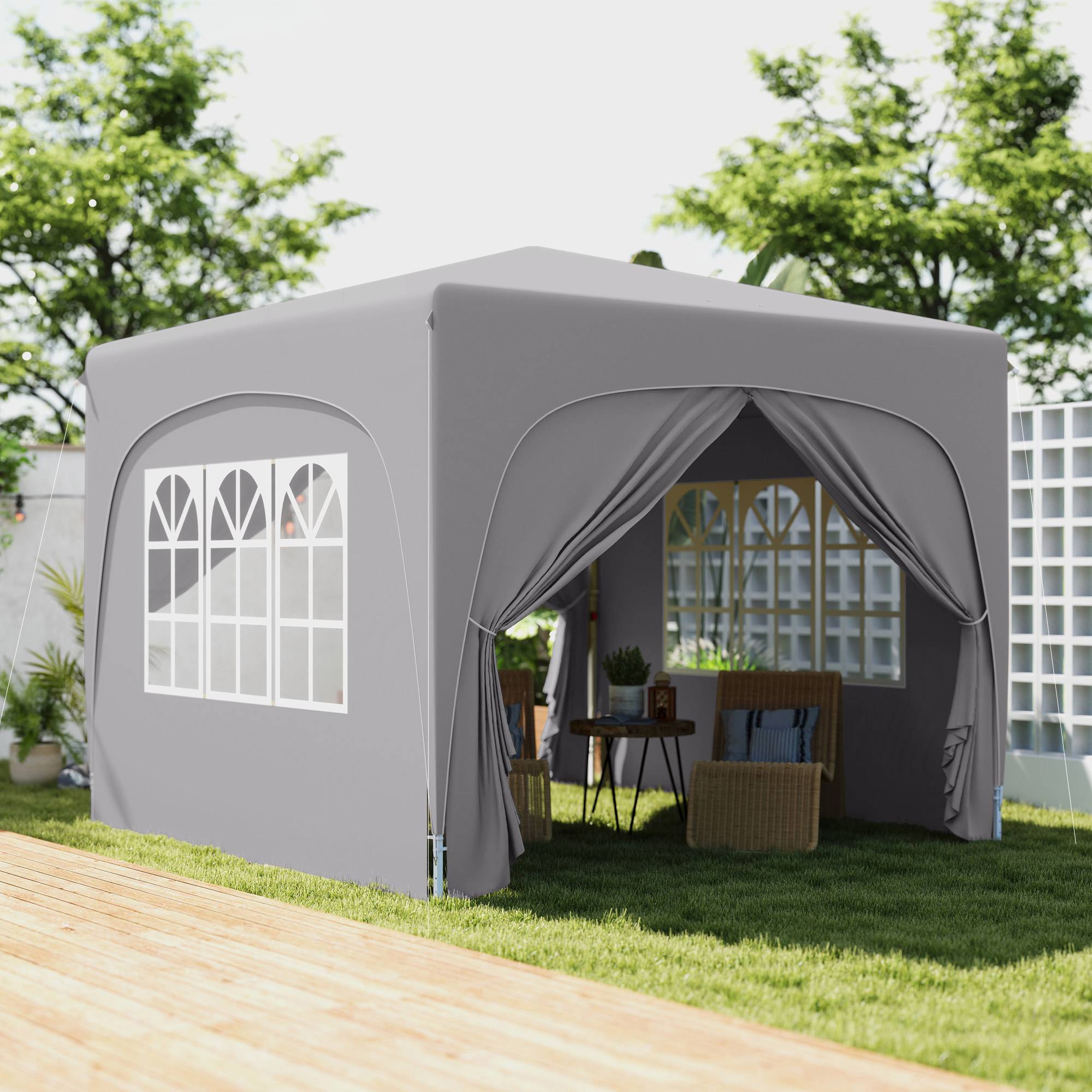 ComfortXL - Tonnelle pliante métal tissu Oxford jardin protection UV hauteur réglable 3x3m gris clair - ComfortXL Outdoor Living - Image 3