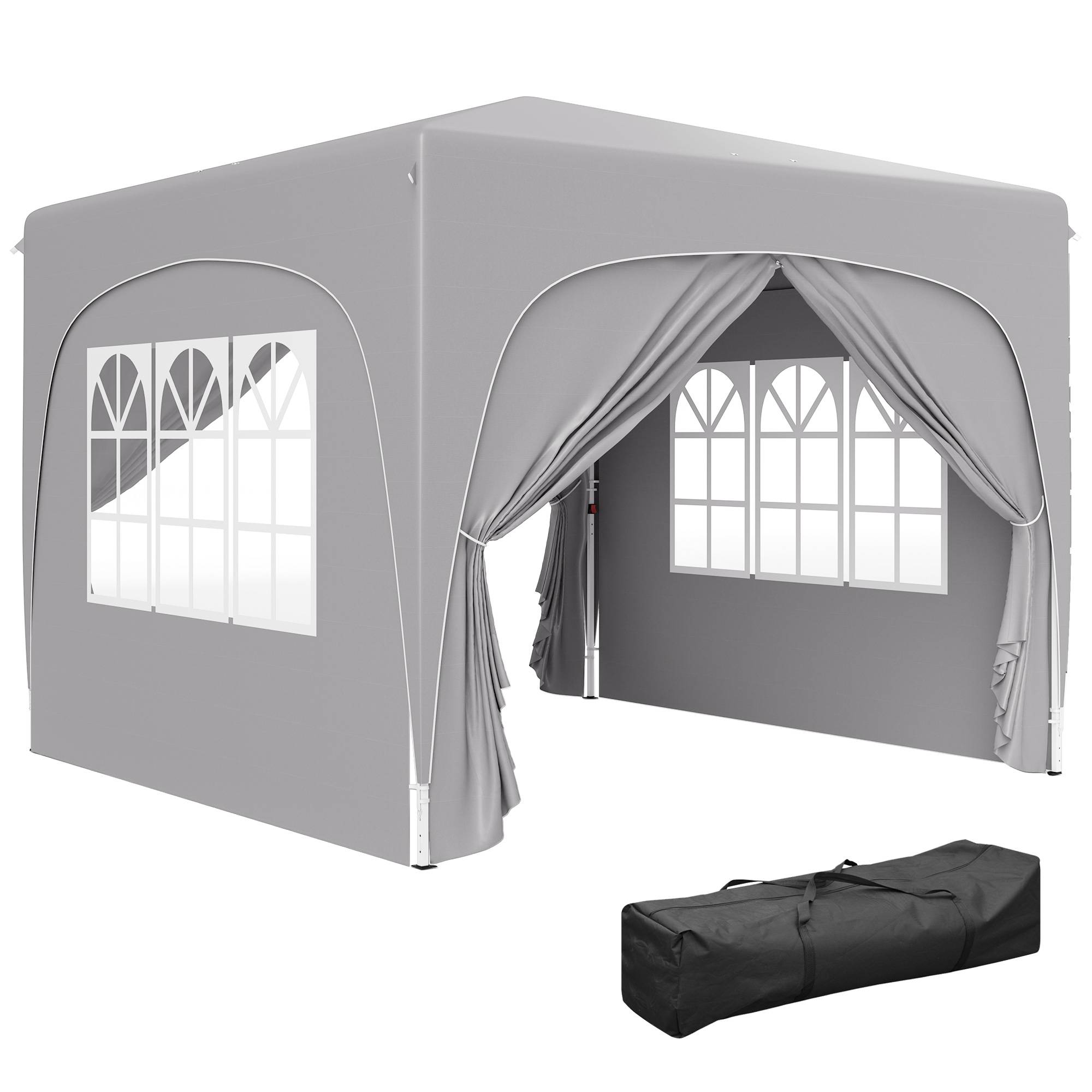 ComfortXL - Tonnelle pliante métal tissu Oxford jardin protection UV hauteur réglable 3x3m gris clair - ComfortXL Outdoor Living - Image 1