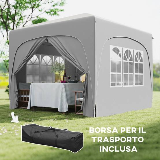 ComfortXL - Tonnelle pliante métal tissu Oxford jardin protection UV hauteur réglable 3x3m gris clair - ComfortXL Outdoor Living - Image 9