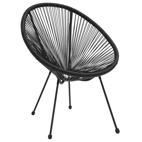 Salon de Jardin 5p Rotin PVC Rond Table Ronde Ø70cm Extérieur Noir – ComfortXL Outdoor Living - Image 6