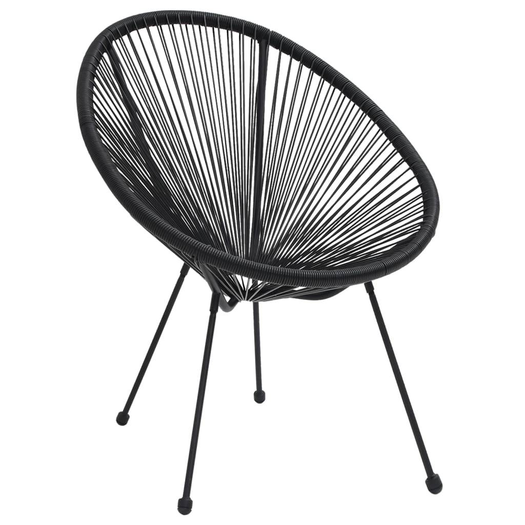 Salon de Jardin 5p Rotin PVC Rond Table Ronde Ø70cm Extérieur Noir – ComfortXL Outdoor Living - Image 6